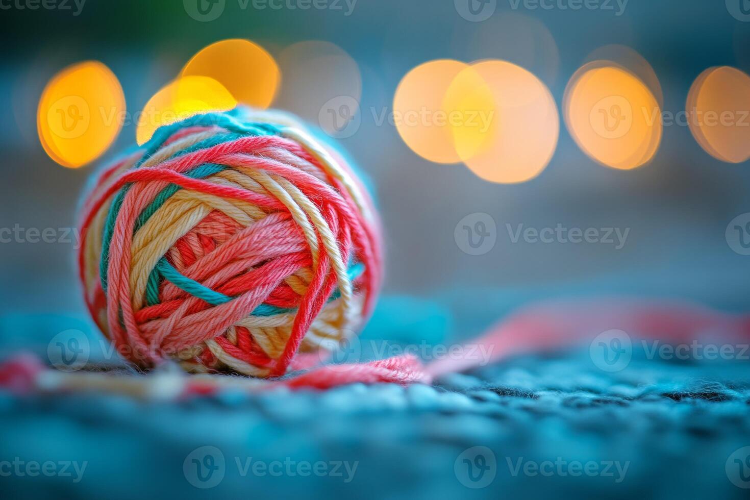 A ball of yarn with a string of yarn photo
