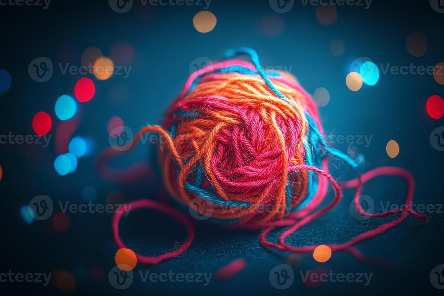 A ball of yarn with colorful lights photo