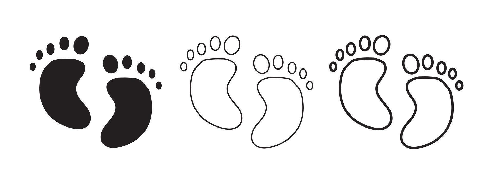 baby feet icon set. footprint, newborn, kids feet sign. EPS10. Black Baby footprints icon isolated on white background. Baby feet sign. vector