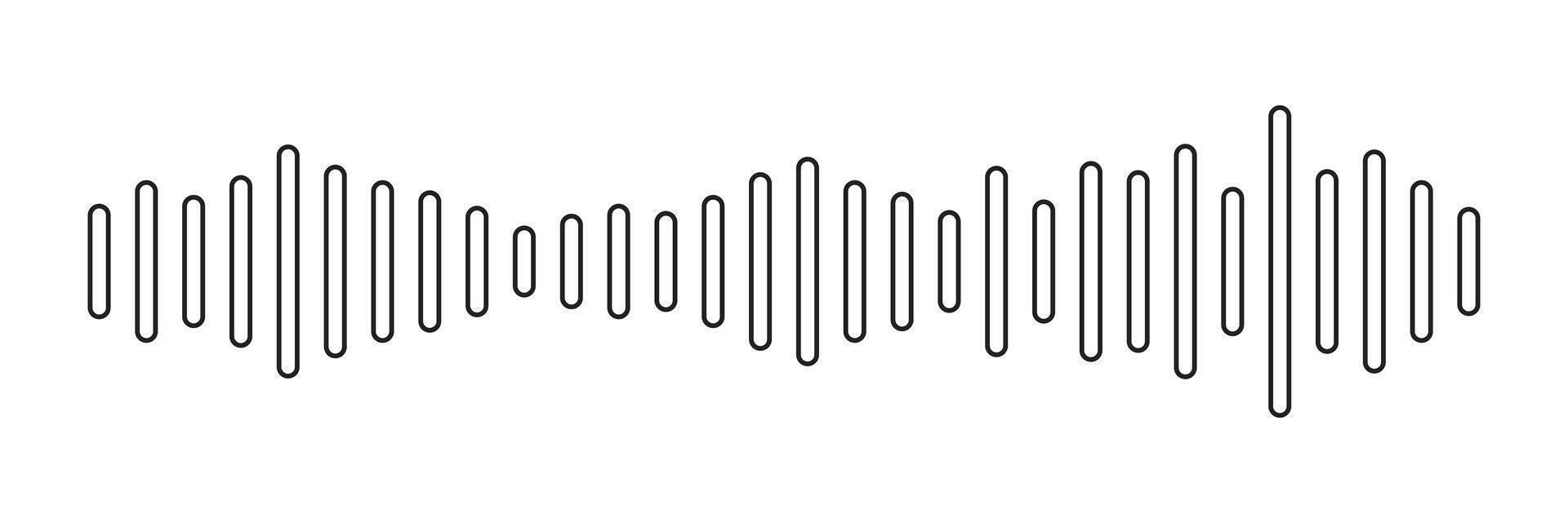 Outline sound icon set. digital recorder voice audio wave symbol. soundwave frequency icon in black and white color. vector