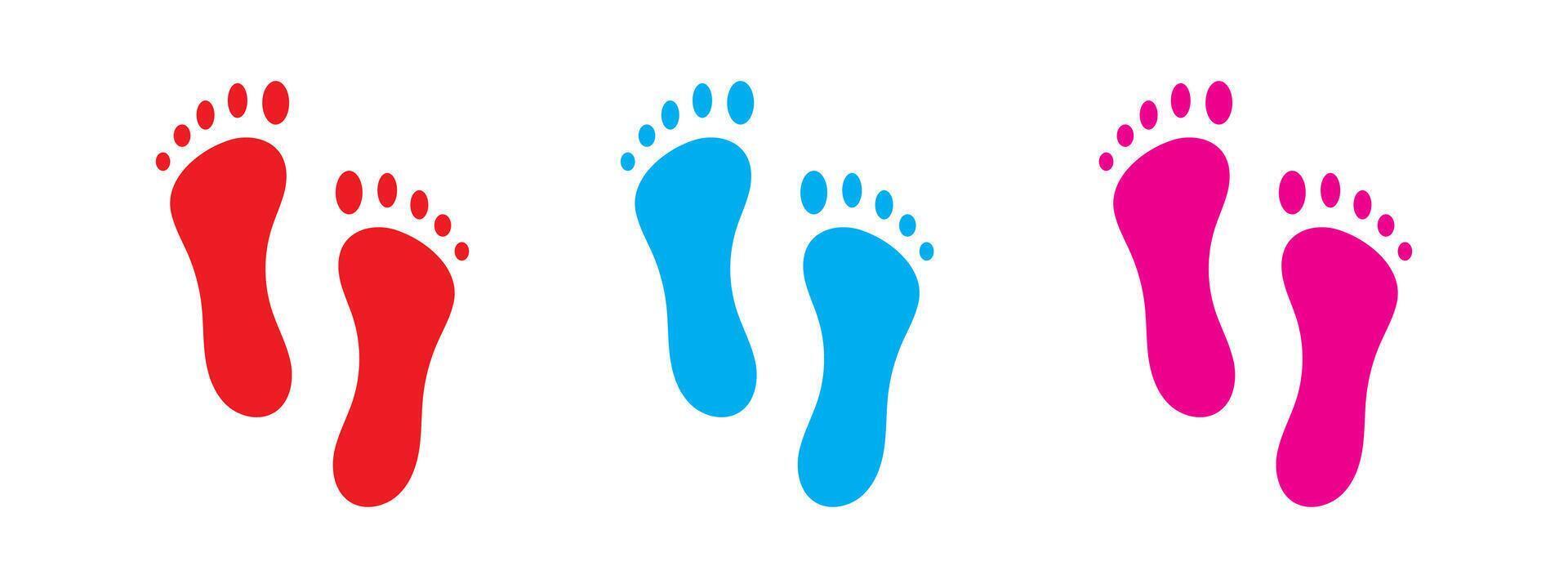Children's Colorful Footprints set Graphic Design. vector