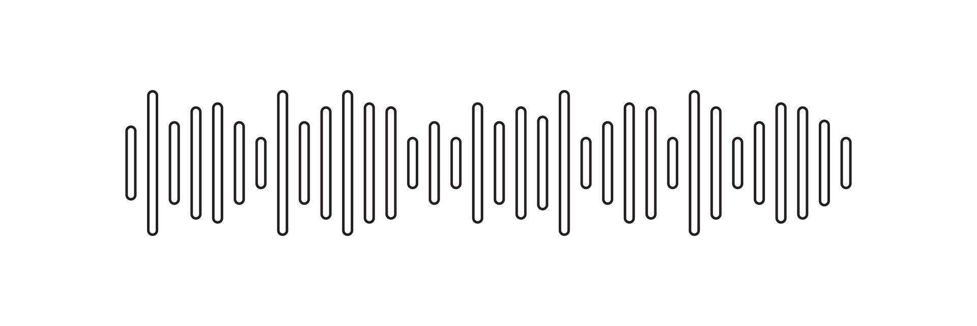 Outline White audio waveform spectrum illustration. Sound wave audio spectrum. Music equalizer, audio waves or sound frequency in lines. vector