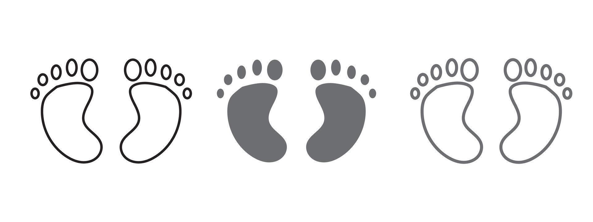Foot silhouette art Collection different human footprints vector