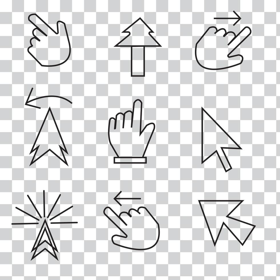 cursor icon set. mouse cursor click icon symbol sign vector