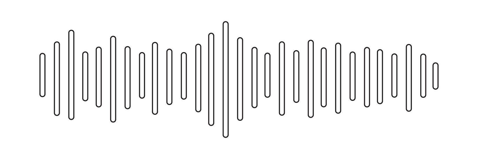 Outline Music wave line sound one noise icon audio frequency signal podcast radio sound wave volume hand art. Acoustic line music logo record sound wave doodle sketch abstract. vector