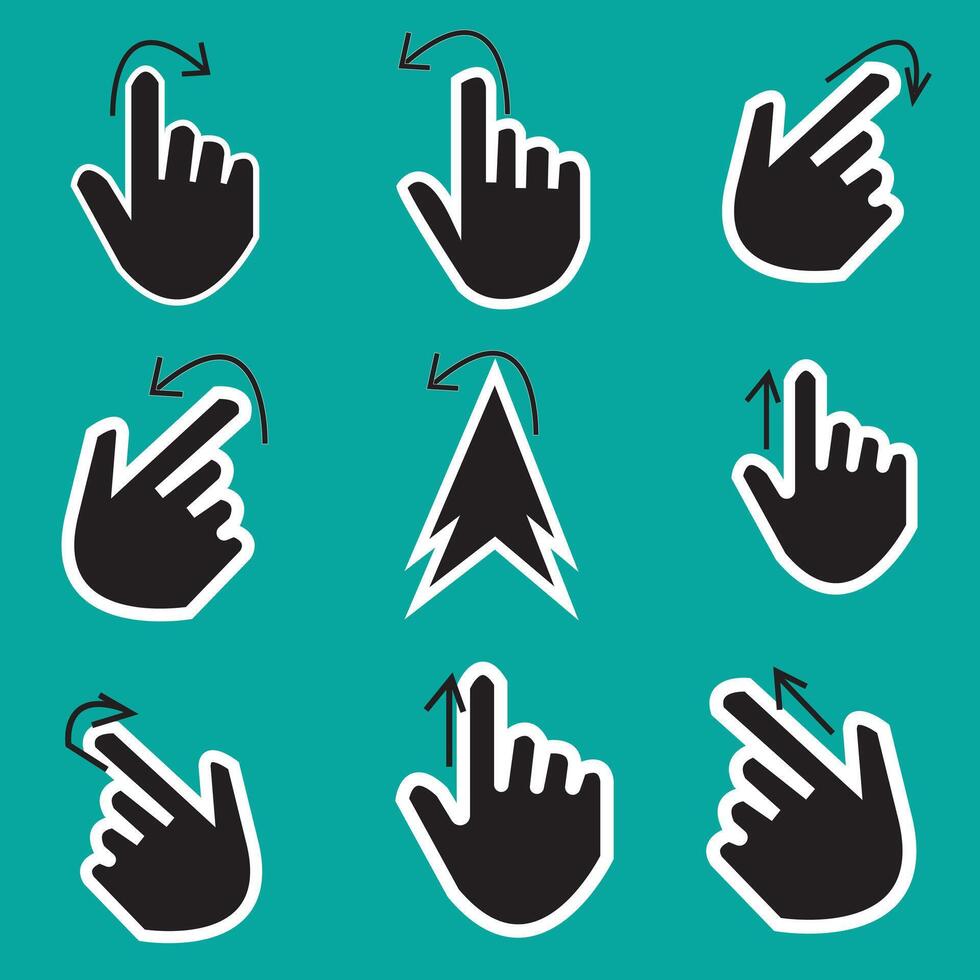 mouse click pointer icon set. mouse cursor icon set. mouse cursor hand pointer. arrow pointer set. vector