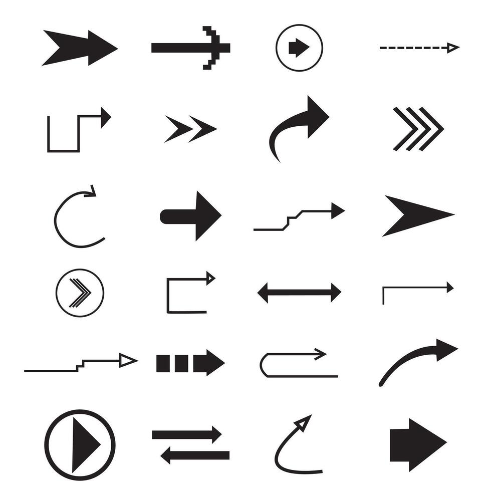 Set of arrows, arrows different. Arrow icon. vector