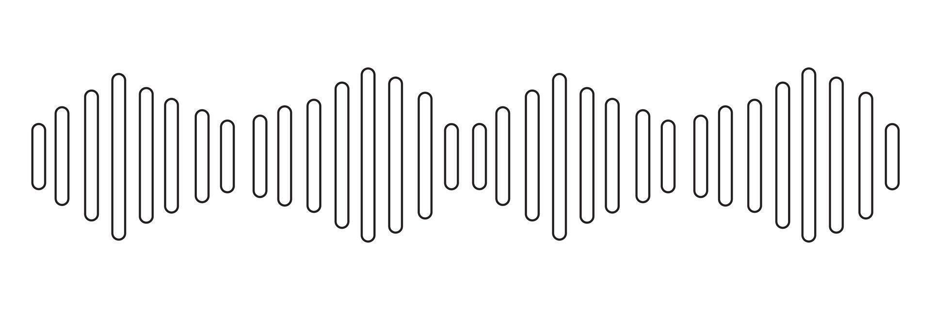 Outline Dynamic vertical lines illustrating sound waves and audio frequencies vector