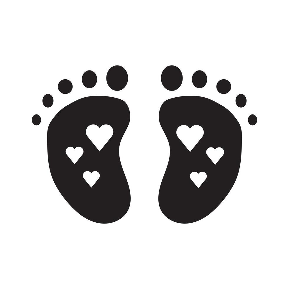 Black Baby feet heart silhouette icon design. vector