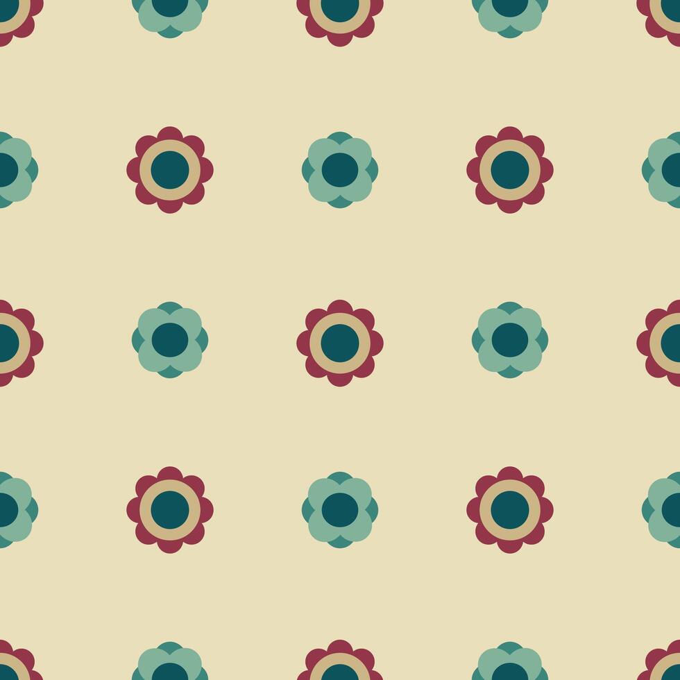 Retro Floral Seamless Pattern Illustration on Beige Background. Perfect for fabric, wallpaper, and digital designs. vector