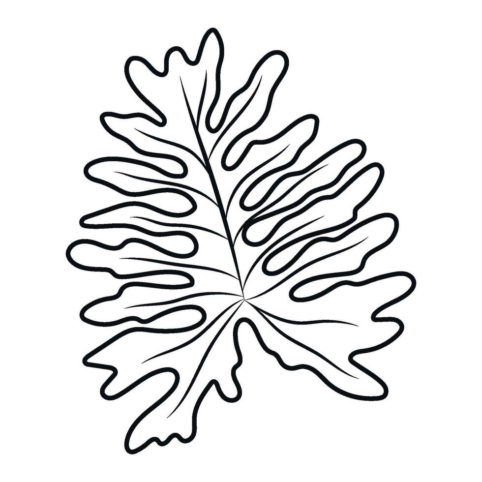 Monstera or Palm Leaf Outline Isolated Illustration. Perfect for botanical designs and natural projects. vector