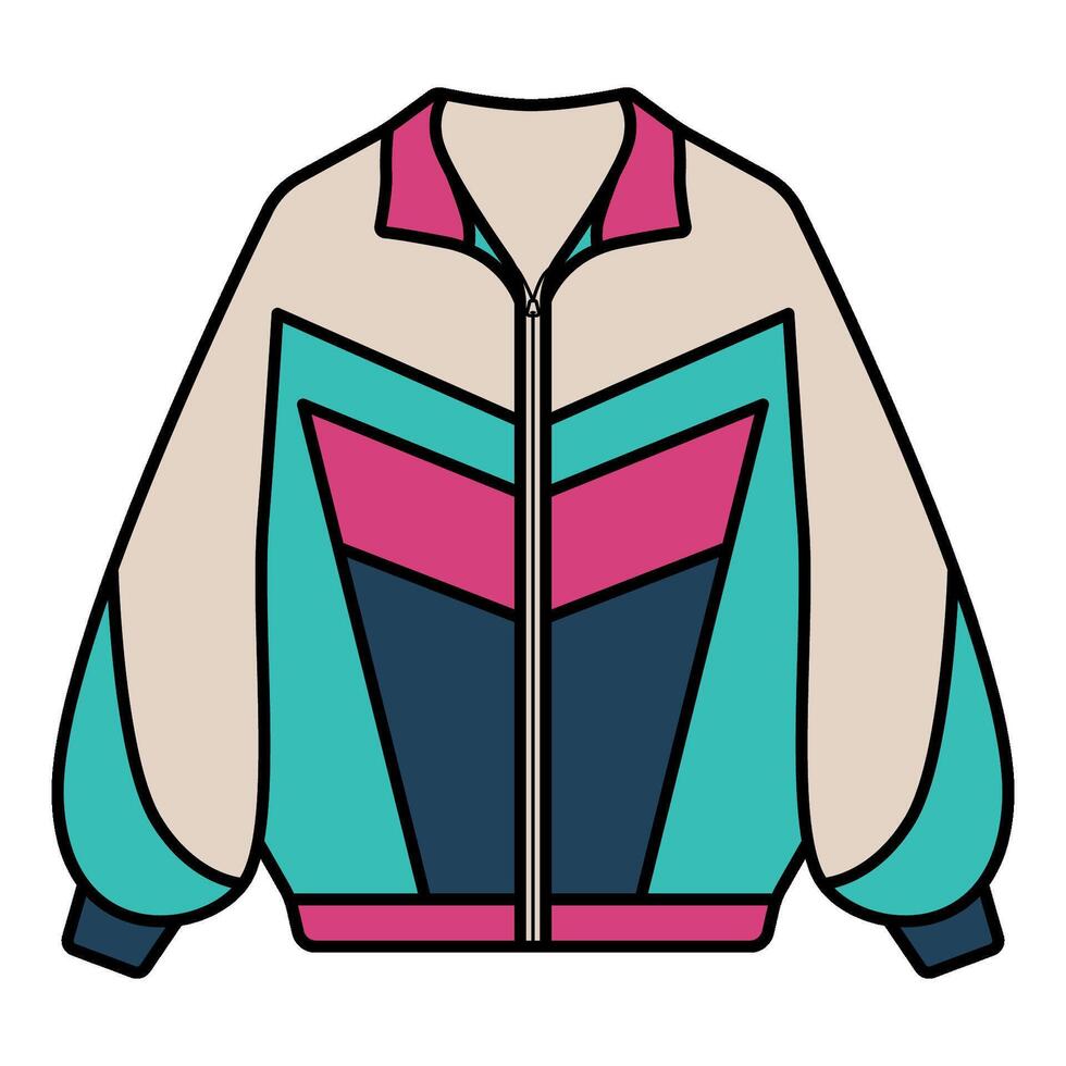 Vintage Colorful Jacket Isolated Illustration. vector
