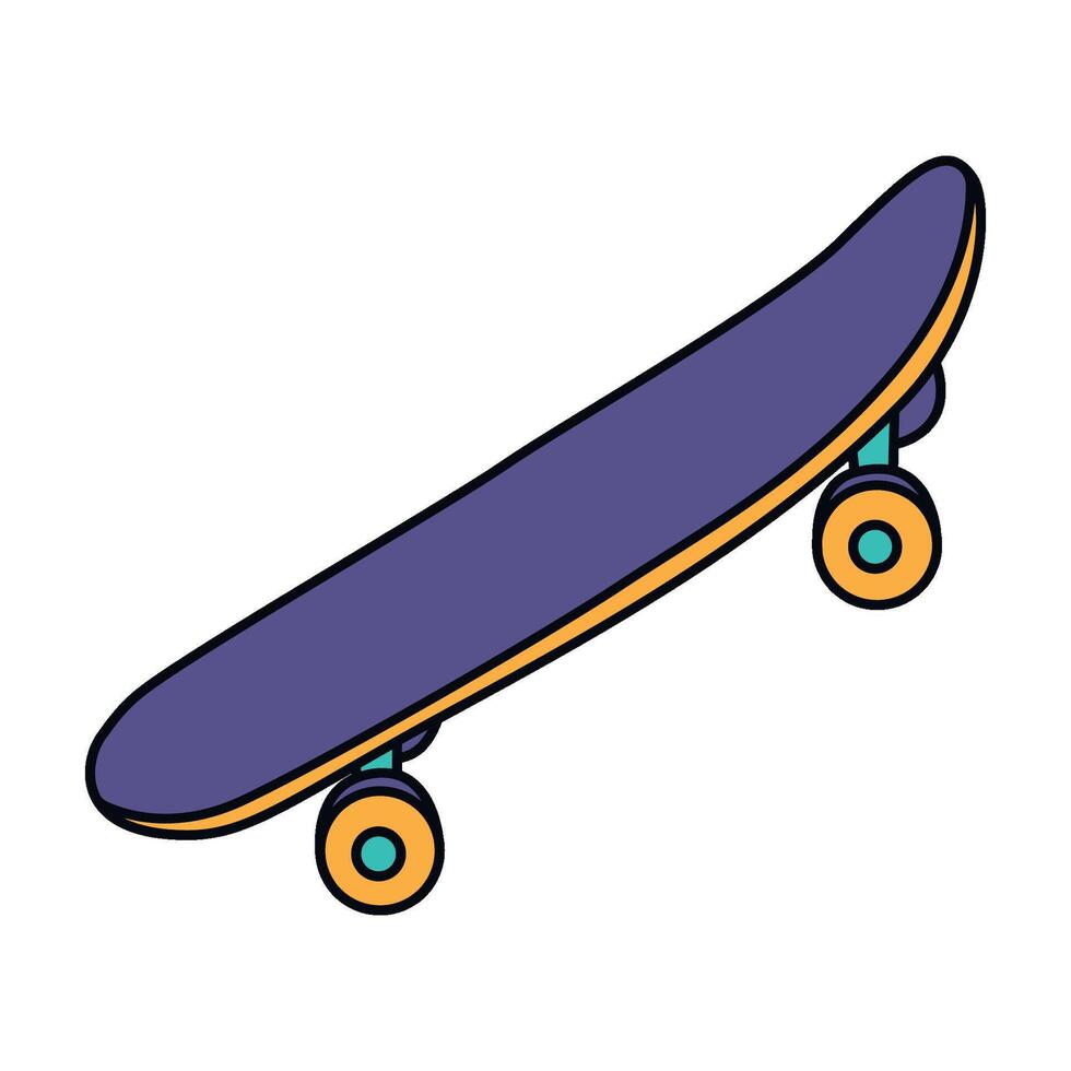 Purple Skateboard Isolated Illustration with Bold Outline. Ideal for design projects and skateboarding themes vector