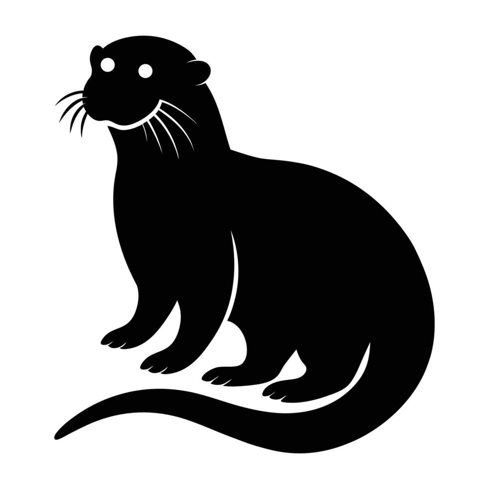 Standing Otter Silhouette Illustration River Mammal Minimalist Design Wildlife Icon Elegant Simple vector