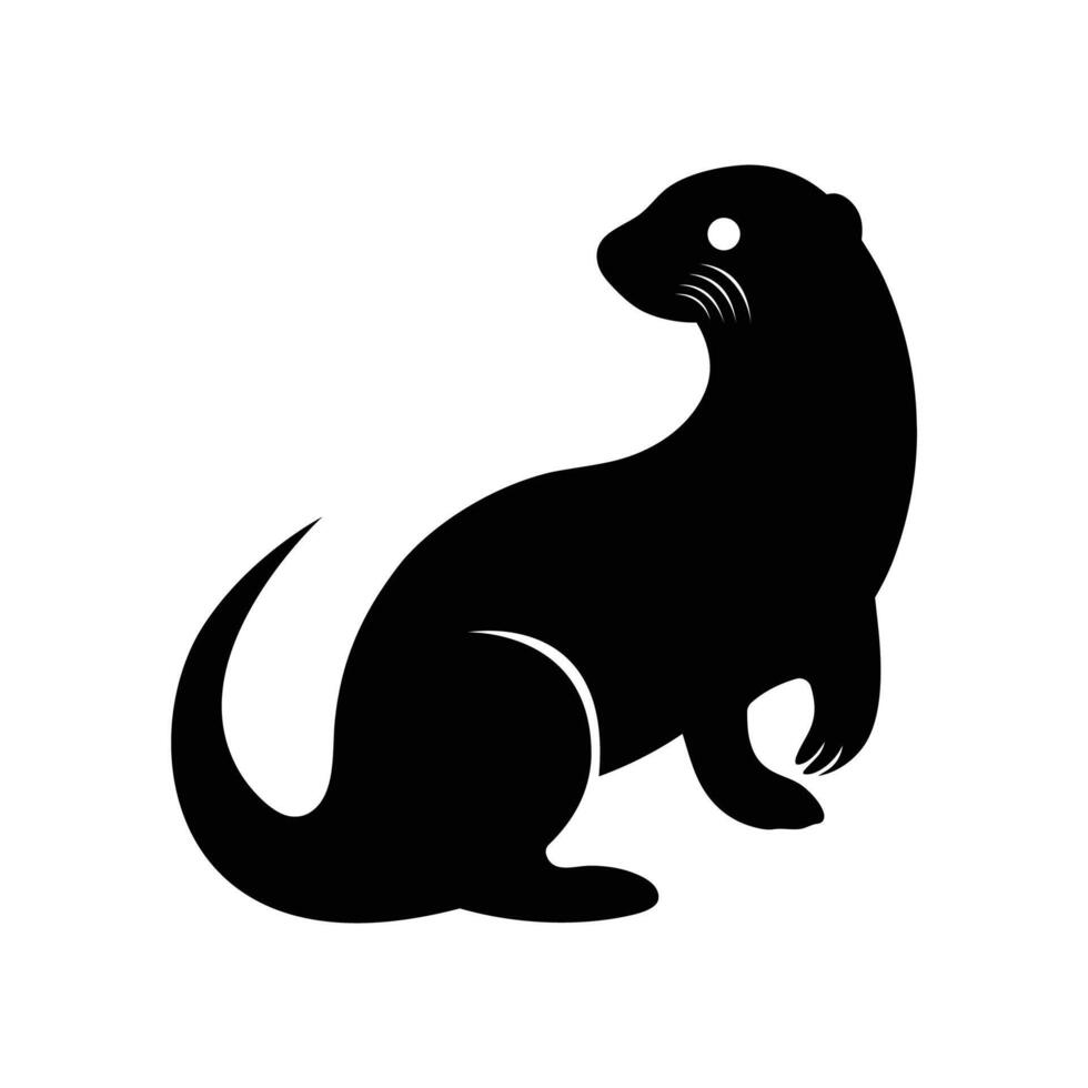 Elegant Otter Silhouette Art Graphic Isolated On White Background Animal Illustration vector