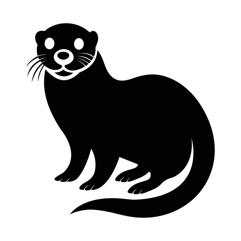 Stylized Otter Illustration Black Silhouette Art Graphic Design Element Resource Stock Image vector