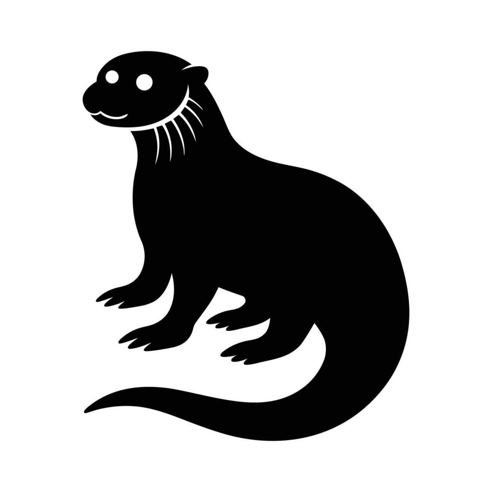 Silhouette Illustration Of Standing Otter With Simple Design On White Background For Creative Projects vector