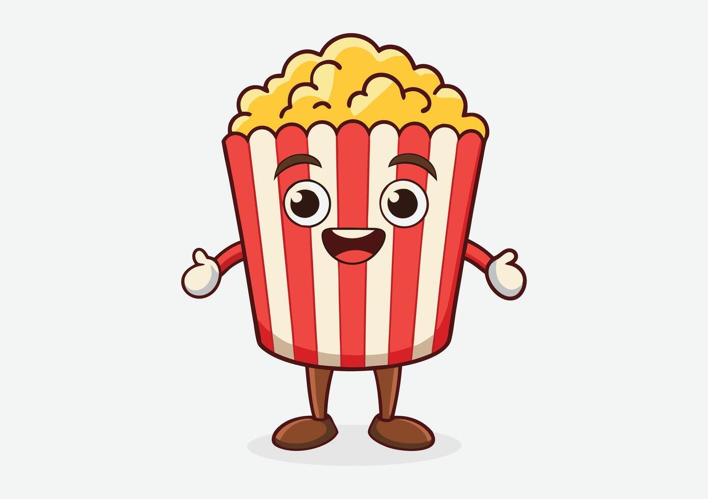 A cartoon image of a popcorn with a face vector