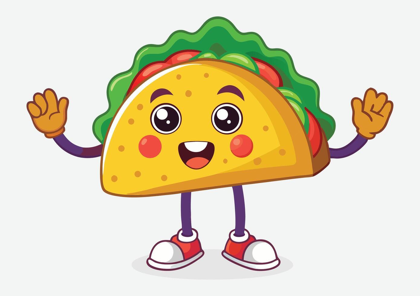 Illustration of kawaii taco cartoon character vector