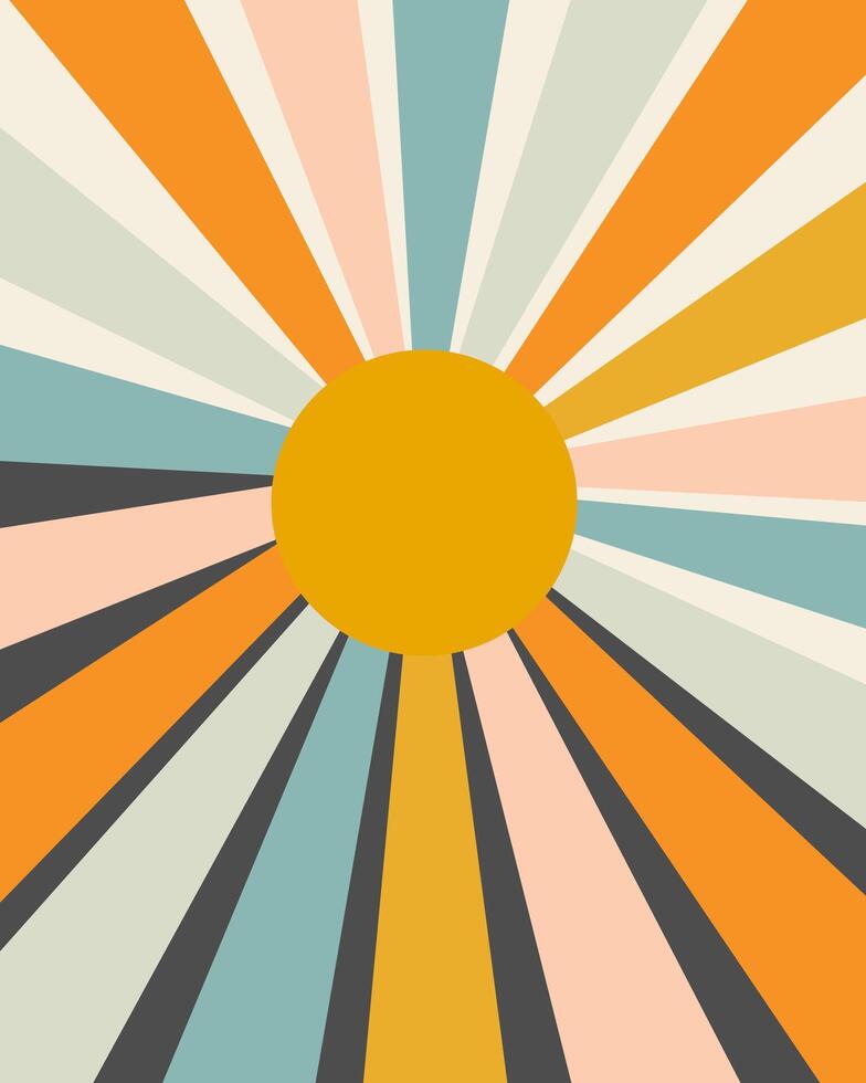 abstract illustration. sunset and sunrise. Geometric figures sun and rays in pastel colors, painting, background image cover. vector