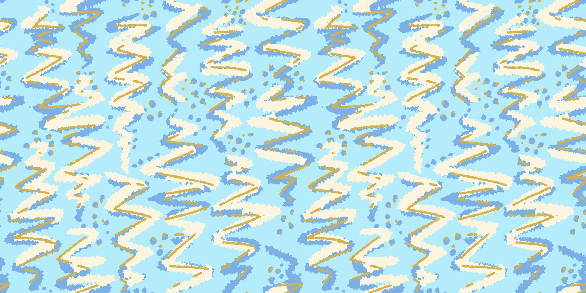 Abstract organic shapes seamless pattern. Simple blue background with hand drawn unique forms print. Contemporary texture ornament. vector
