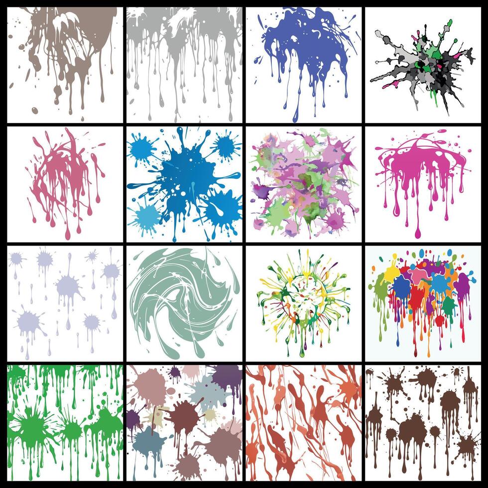 Set of Abstract Paint Splatters and Drips in Earthy and Pastel Tones vector