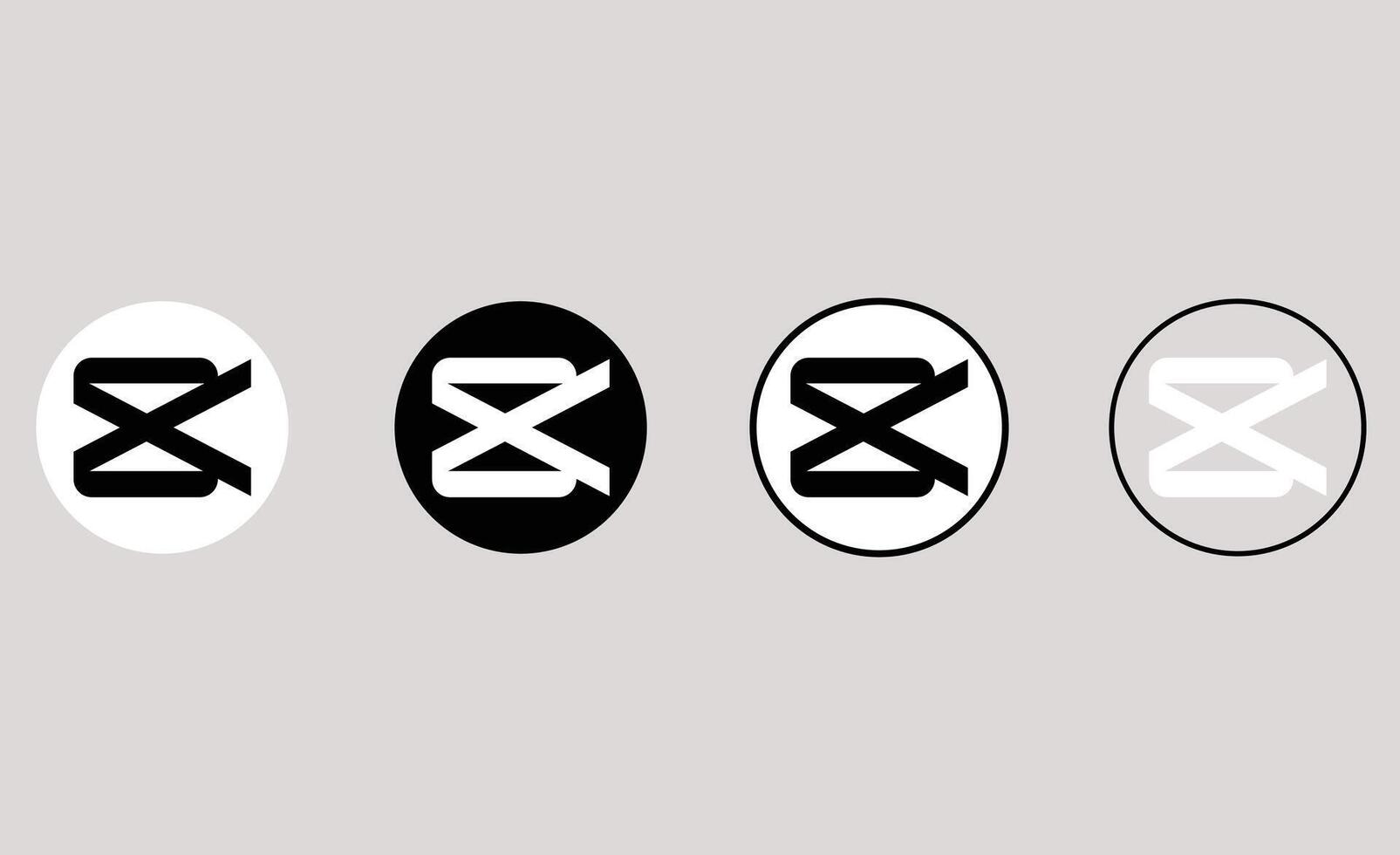 Abstract Capcut Logo Design Variations Black, White Circle, Icon vector