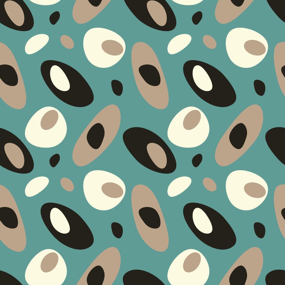 Abstract bright pattern with stones, pebbles, smooth soft forms of ovals. Harmonious palette of colors. vector