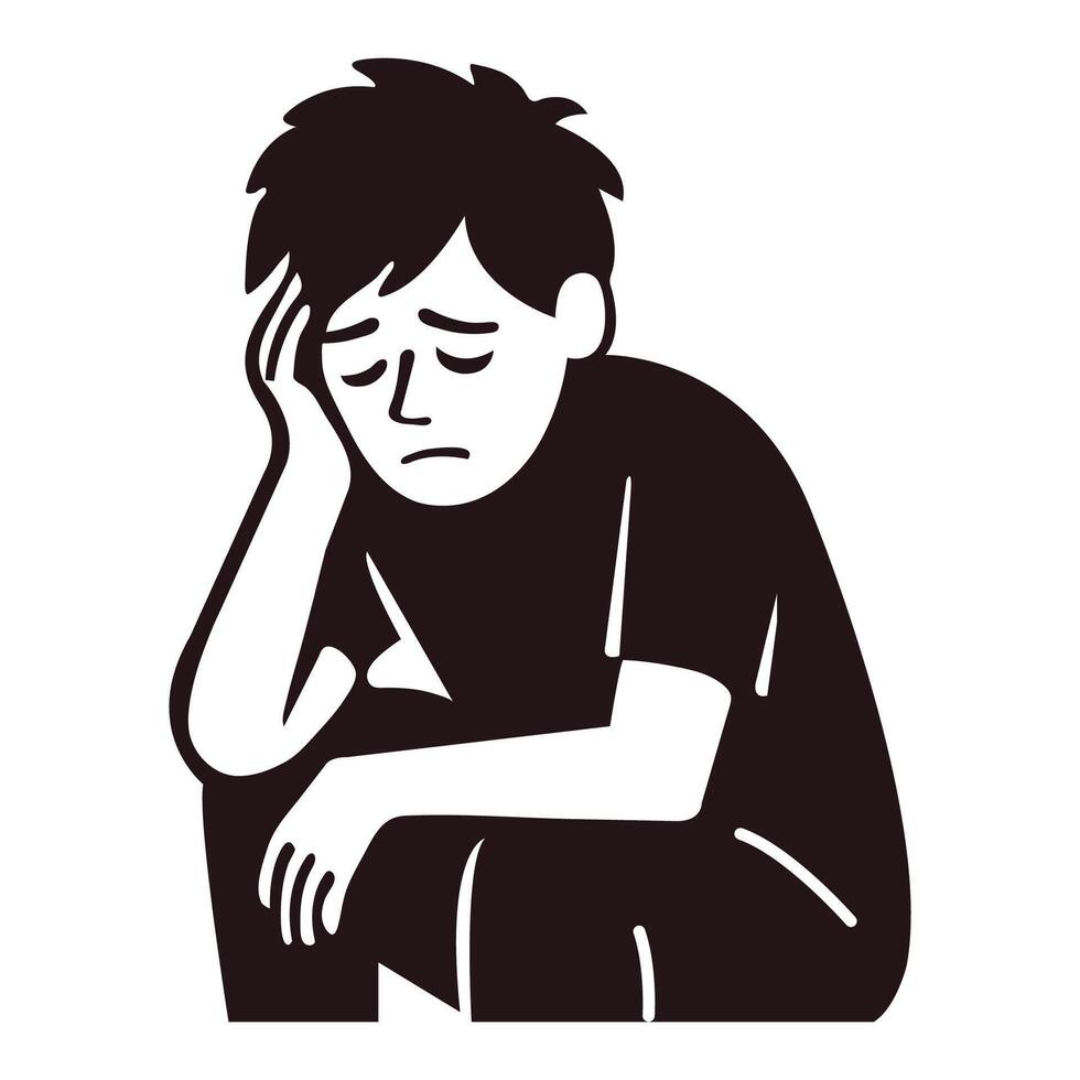 a man person depressed silhouette head in despair art vector