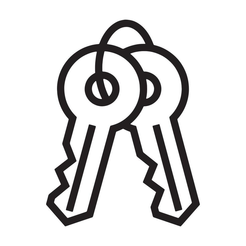 Two keys are shown in a line drawing vector