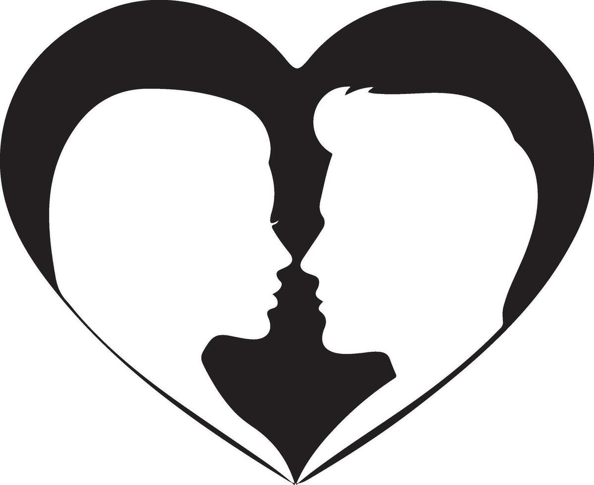Romantic Couple Silhouette Inside Heart vector