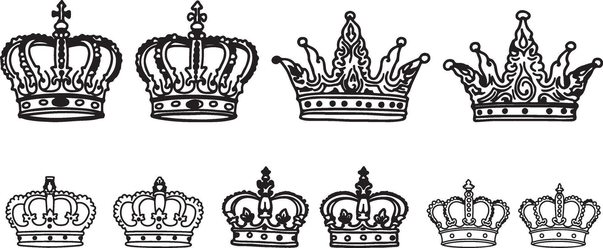 Elegant Black and White Royal Crown Illustration for Design and Crafts vector