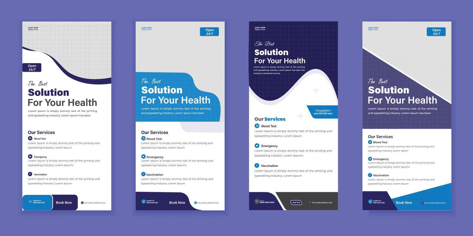 Bundle medical business rack card or dl flyer templates vector