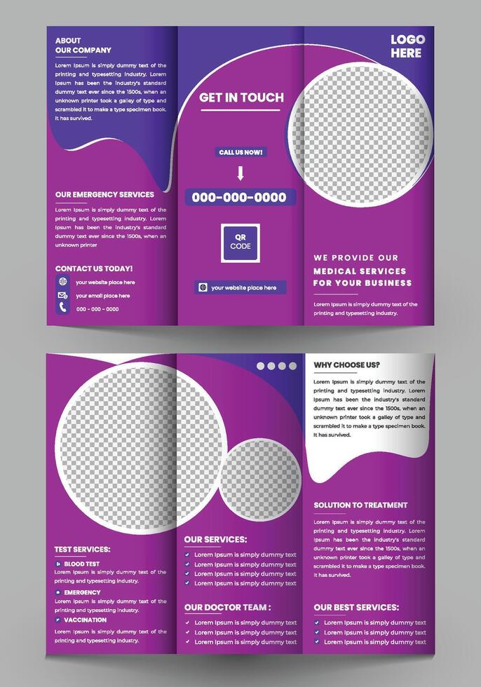 Standard Medical Trifold Brochure Design Templates and Services for Your Business vector