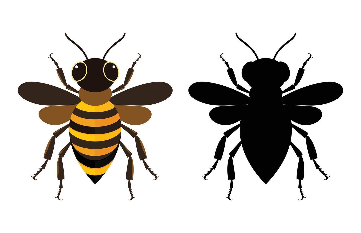 Honey Bee Clipart Silhouette isolated on a white background vector