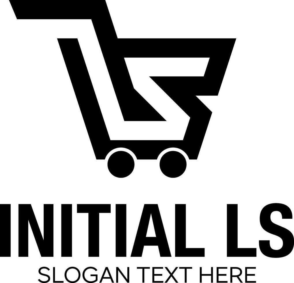 shopping cart LS idea logo design vector