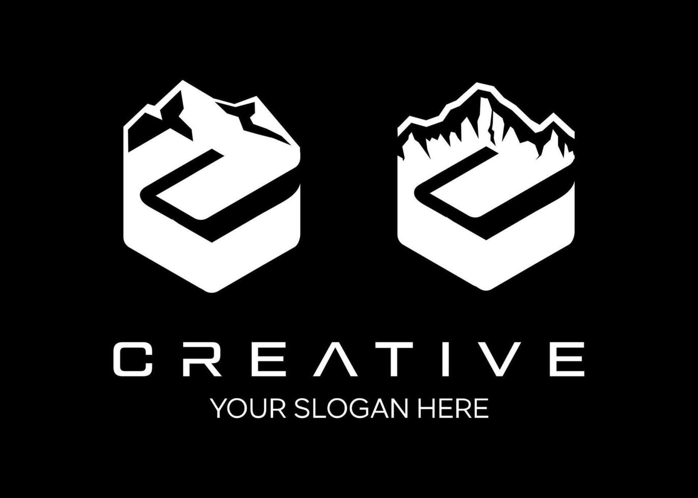 letter e mountain idea logo design vector