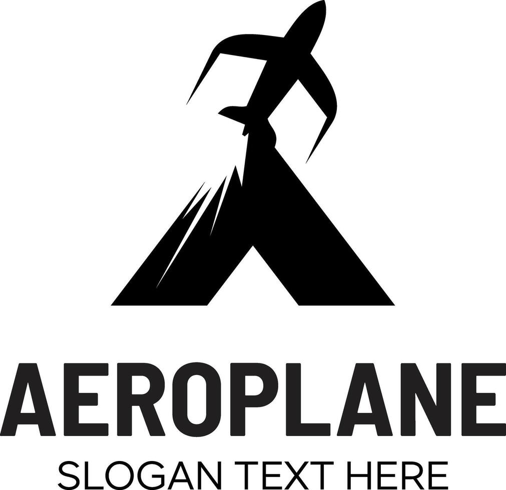 initial a aeroplane idea logo design vector