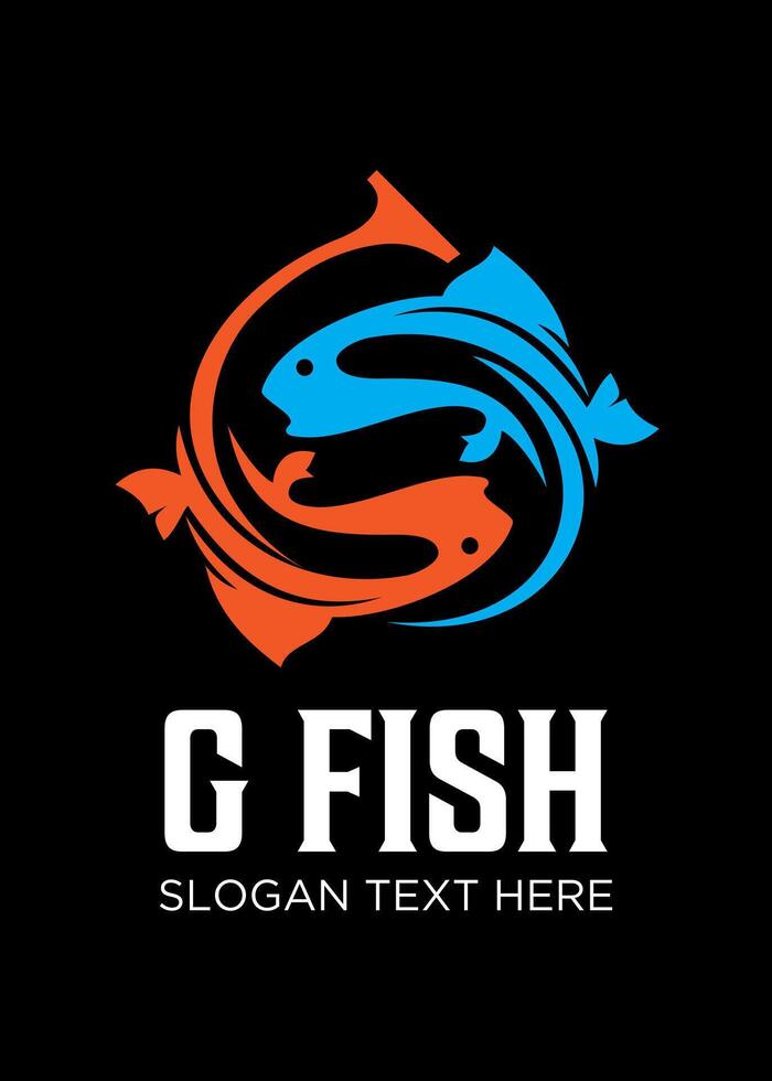 initial G S fish logo design vector
