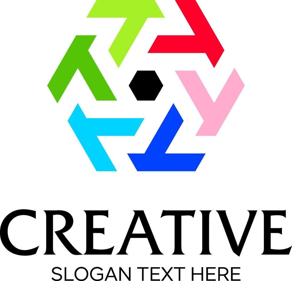initial t hexagon idea logo design vector