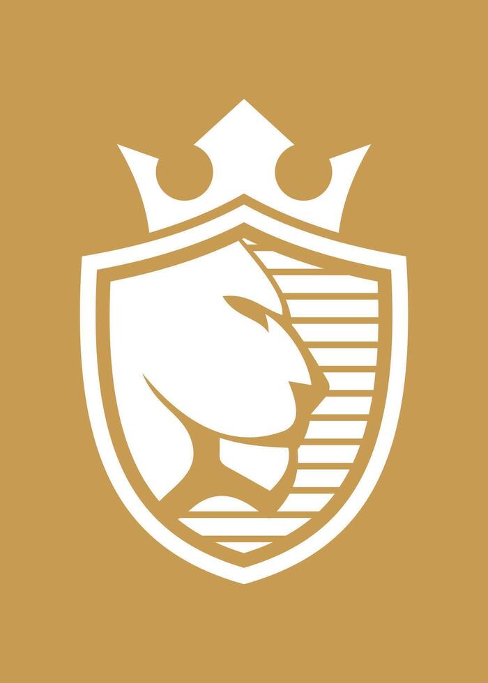 lion shield idea logo design vector