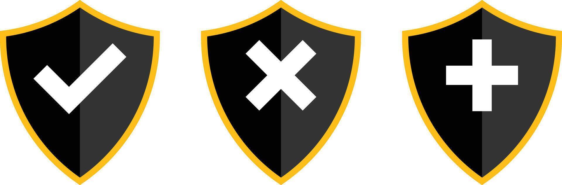 Shield icon set. Medical Protection symbol. Healthcare medicine protected concept vector