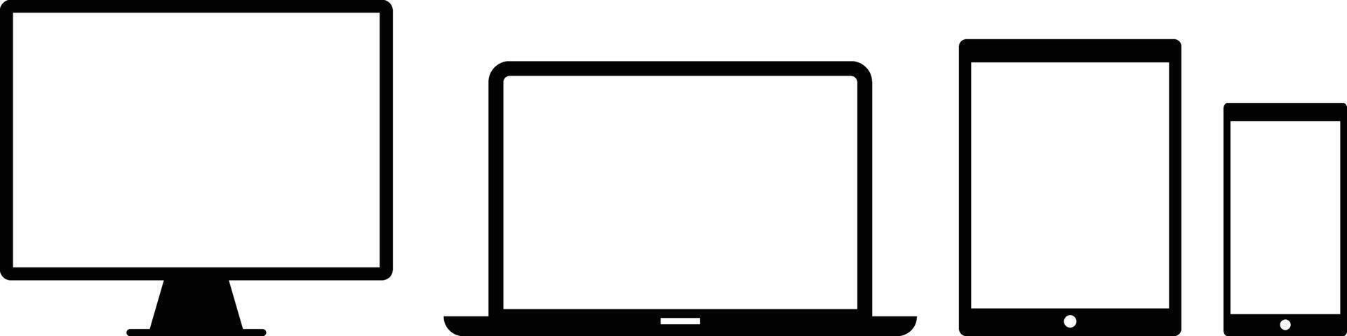 Digital Device icon set. Responsive display web design sign. Computer monitor and Laptop. Electronic devices vector