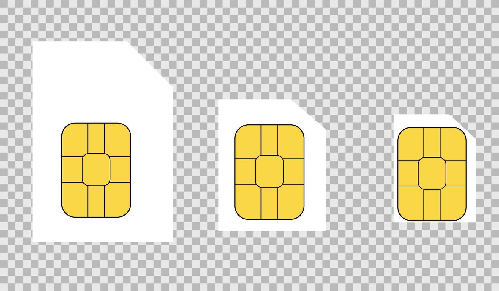 Sim cards set. Mini micro nano cards. mobile telephone card sign. Communications symbol design vector