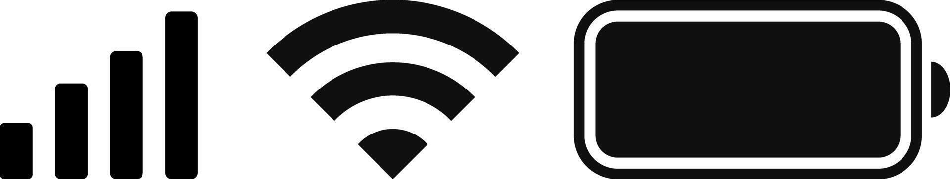 Phone ios notification bar. wifi signal icons. signal battery user interface signs vector