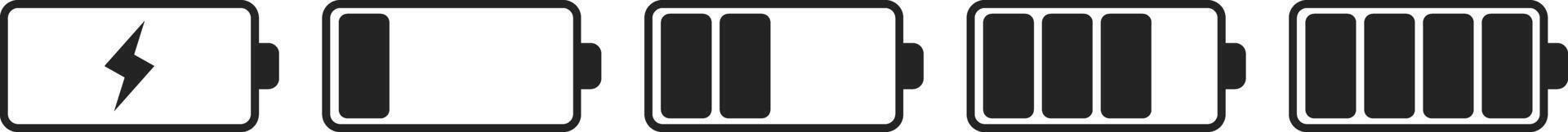 Smartphone charging battery icon set. battery level indicator icons. battery charge levels. Concept power, energy, low , full, empty sign vector