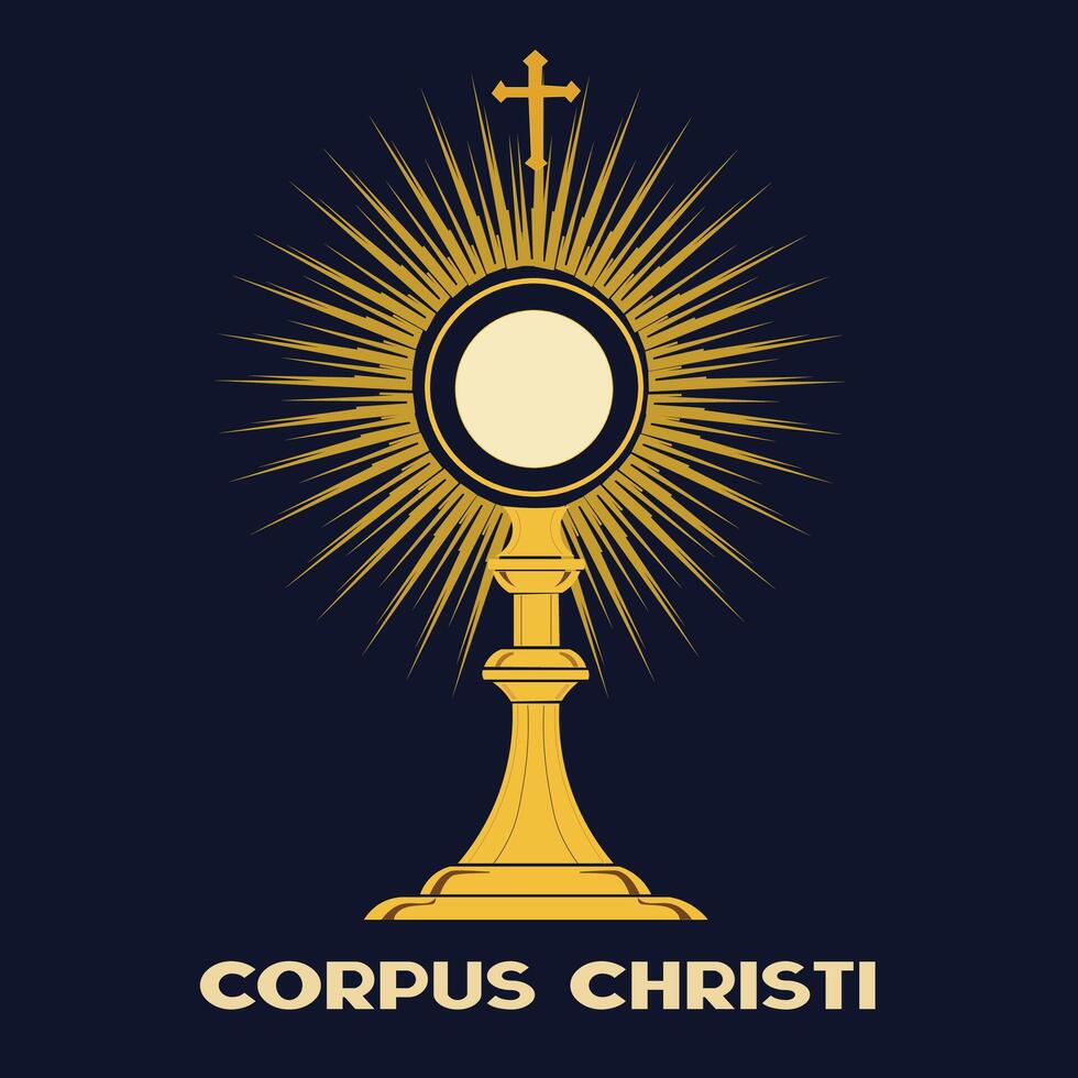 Corpus Christi Monstrance Illustration Catholic Eucharist Celebration Design vector