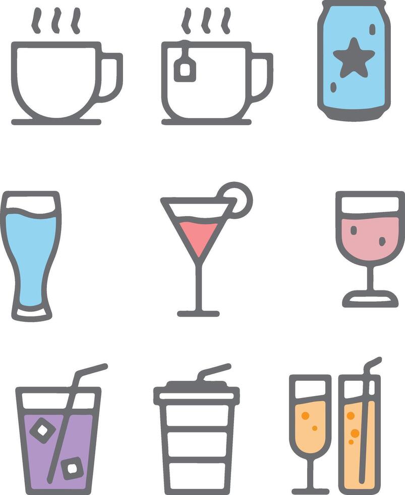 A set of icons depicting drinks and drinks vector