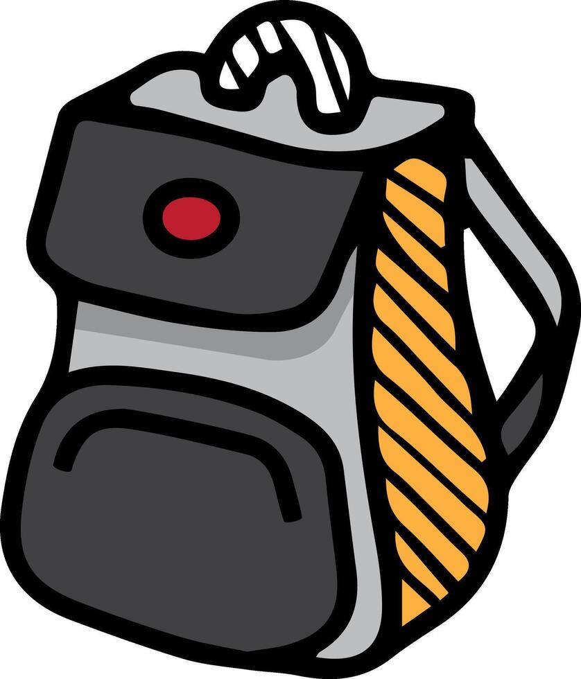 A cartoon backpack with a red button vector