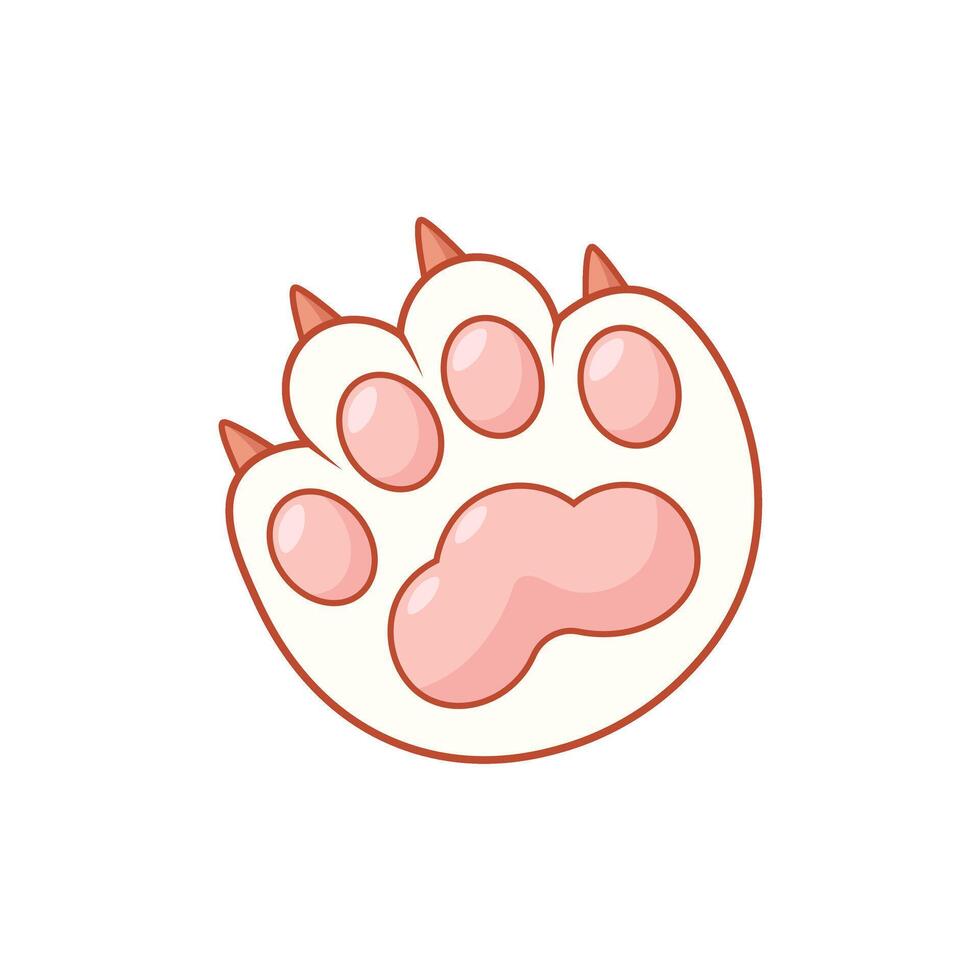 White cat paw isolated. Kawaii paw, cat pads with claws. cute icon vector